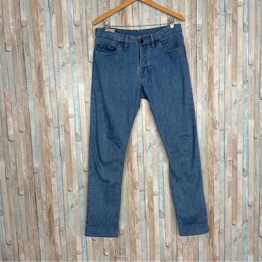 Shockoe Atelier 32 x 32 Tapered Slim Skinny Denim Jeans Light Blue Wash $259‎